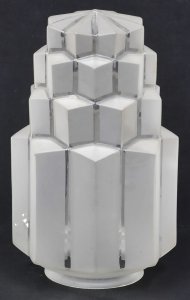 Art Deco Skyscraper glass Light Shade - Frosted & Clear - Stepped Gepmetric