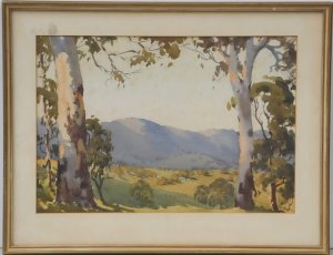 John William Roach (1894 - 1973) Framed Watercolour - The Ranges - signed lower