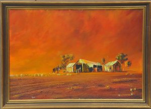 Robert Kerr (1925 - 2003) Framed Oil painting - The Old Smithy, Giles Corner, So