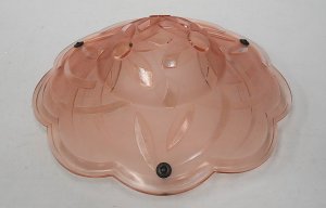 Signed 1920s Art Deco French Degue Pink Glass Light shade - Clear & Frosted