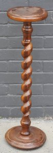 Vintage Wooden Barley Twist Pedestal - Approx 86cm H