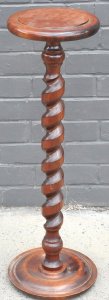 Vintage Wooden Barley Twist Pedestal - Approx 87cm H