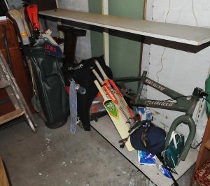 Lot of Mixed Sporting Equipment & Accessories incl Cricket Bats, Golf Buggy