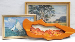 3 Framed signed Oil Paintings inc Margaret Thompson - Flinders Rangers 45cm x 62