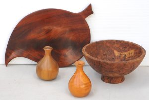 4 x pieces Carved & Turned Australian Wooden items - Richard Raffan (1943 -