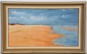 Margaret Thompson (Active c1970's - 80s) Gilt framed Oil Painting - Shell Seeker